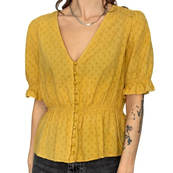 Madewell • Small • Short Sleeve Blouse • Yellow - Picture 1 of 8